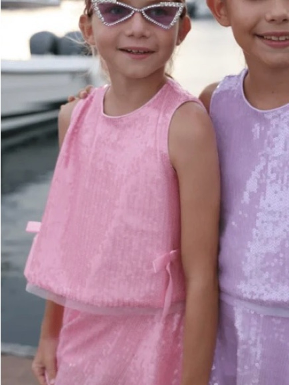 Lola + The Boys Pink Sequin Two-Piece Skirt Set